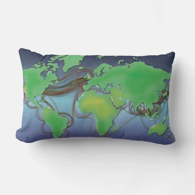 UnderSea Communication wires Lumbar Pillow (Front)