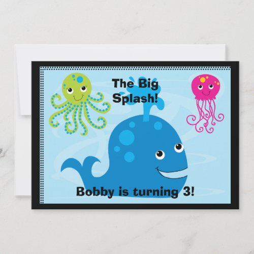 Undersea Creatures 5x7 Custom Birthday Invitation