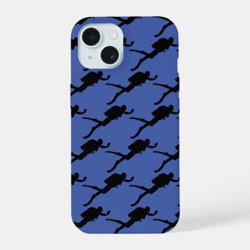 Undersea Divers Diving Silhouette iPhone 15 Case