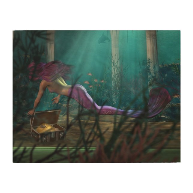 Undersea Fantasy Digital Art Mermaid and Treasure (Front)