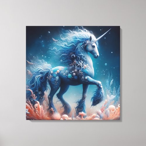 Undersea Kelpie Mer Unicorn Canvas Print