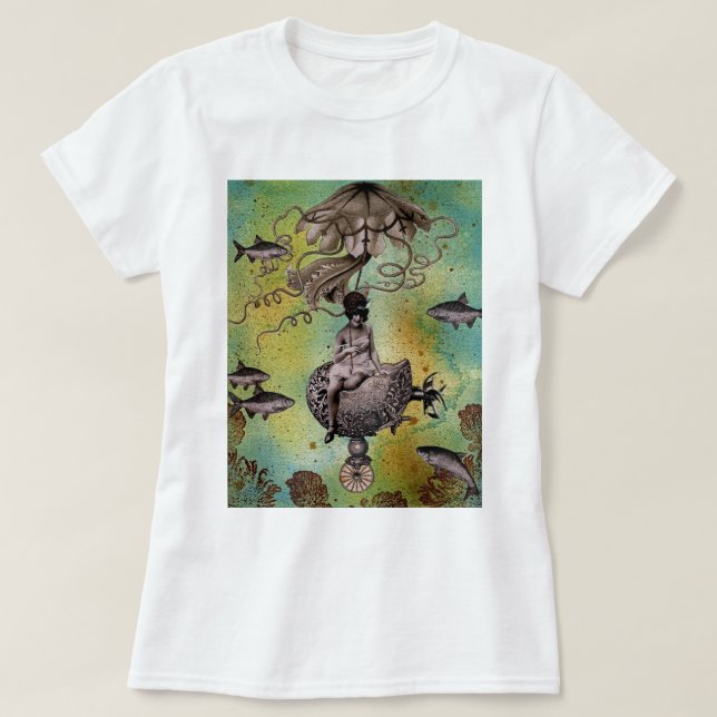 Undersea Steampunk Jellyfish T-Shirt (Design Front)