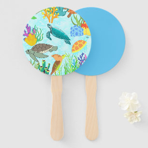 Undersea Treasures Sea Turtles And Corals Hand Fan