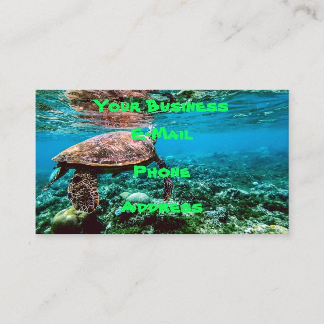 Undersea Tropical Sea Turtle Business Card (Front)