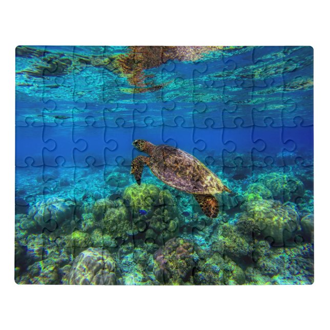 Undersea Tropical Sea Turtle Coral Jigsaw Puzzle (Puzzle Horizontal)