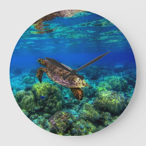 Undersea Tropical Sea Turtle Coral Large Clock