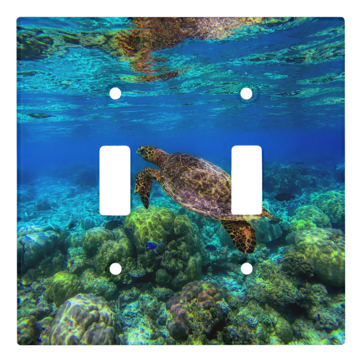 Undersea Tropical Sea Turtle Coral Light Switch Cover | Zazzle