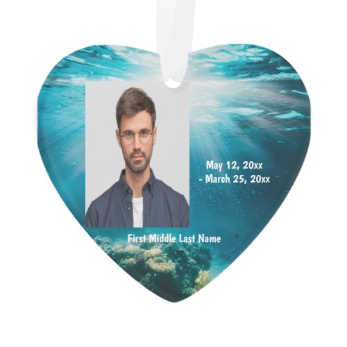 Undersea Underwater Diving  Dated Photo Custom Ornament