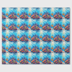 Undersea Water Aquarium  Custom Name Birthday  Wrapping Paper