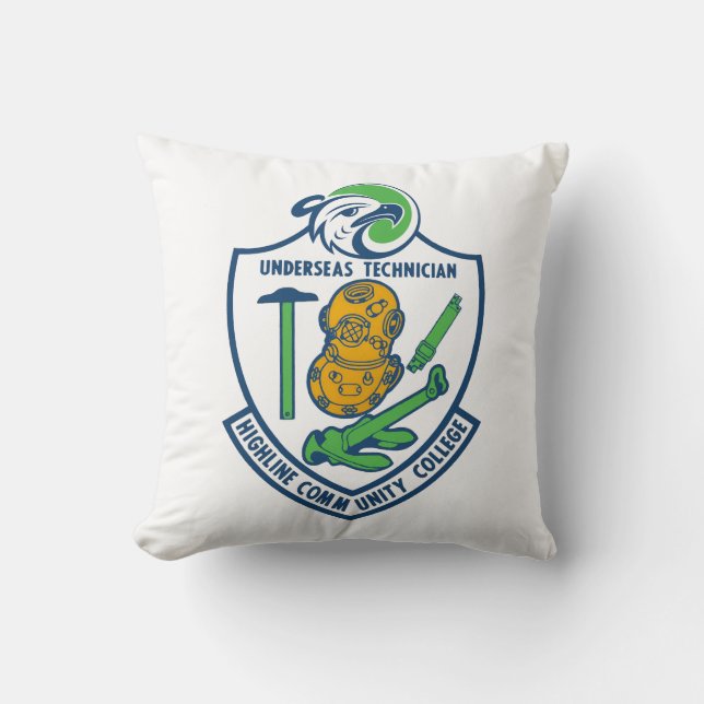 Underseas Tech Crest Throw Pillow (Front)