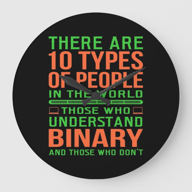 Understand Binary Software Programmer Programming Large Clock (Front)