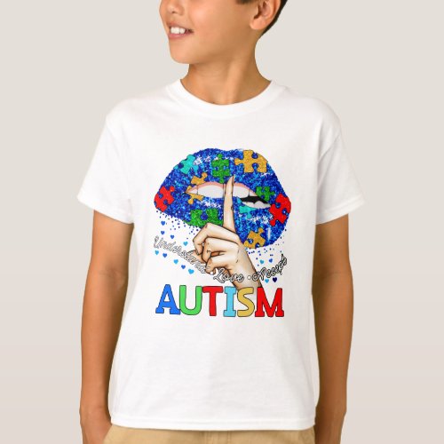 Understand Love Accept Lip Biting Autism Mom Grand T_Shirt