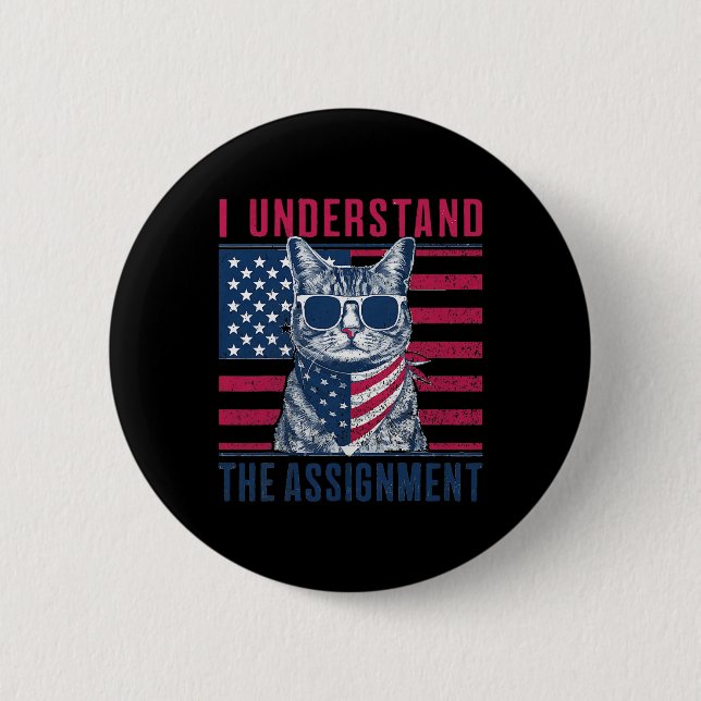 Understand The Ignment Kamala Harris Childless Cat Button (Front)