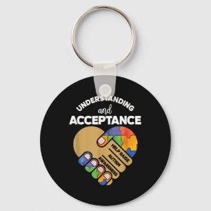 Understanding Acceptance Autism Awareness Heart Pu Keychain