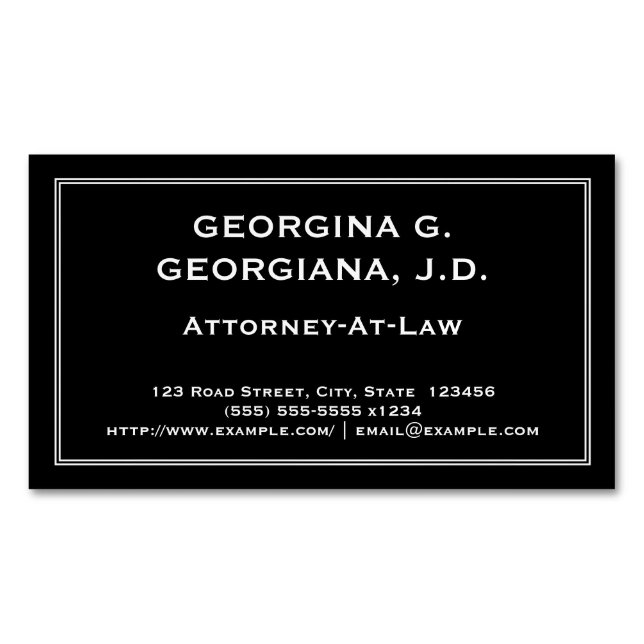 Understated Attorney-At-Law Magnetic Business Card (Front)