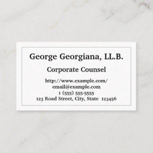 Understated Corporate Counsel Business Card