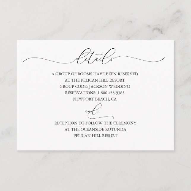 Understated Elegance Wedding Details Card (Front)