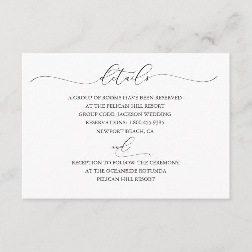 Understated Elegance Wedding Details Card