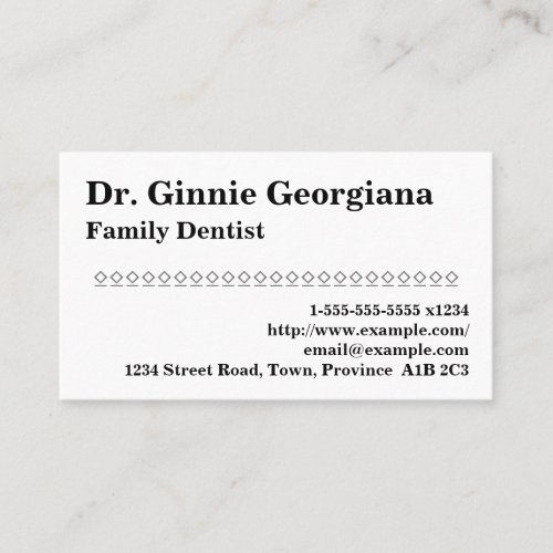 Understated Family Dentist Business Card