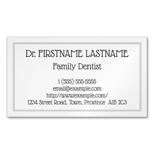 Understated Family Dentist Magnetic Business Card