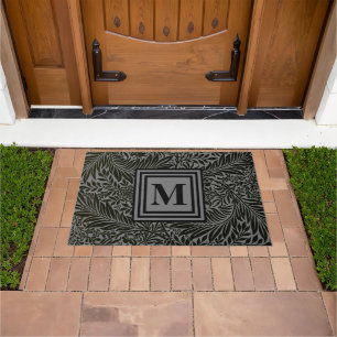 Understated Gray and Black Elegant Monogrammed Doormat