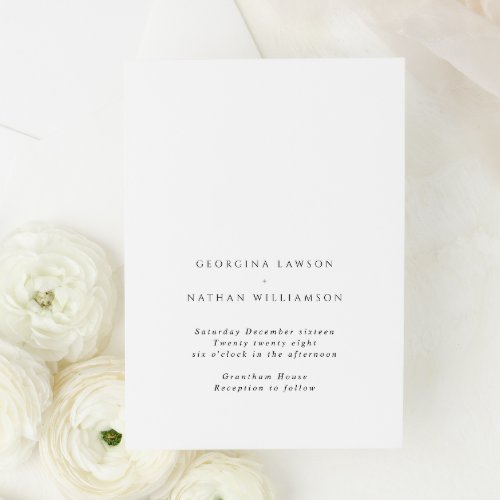 Understated Minimalist Black and White Wedding Invitation