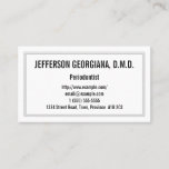 [ Thumbnail: Understated & Plain Periodontist Business Card ]