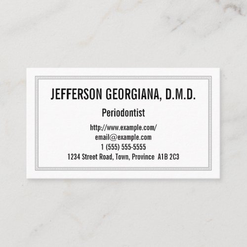 Understated  Plain Periodontist Business Card