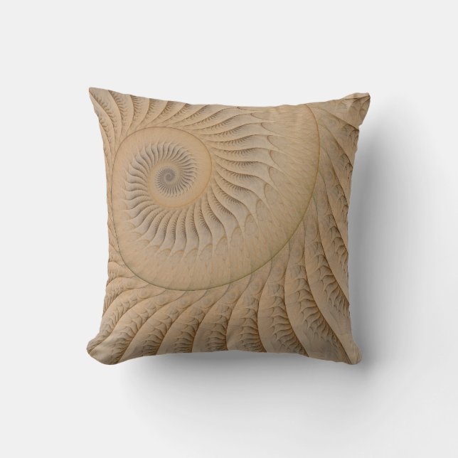 Undertow Abstract Tan Spiral Throw Pillow (Front)