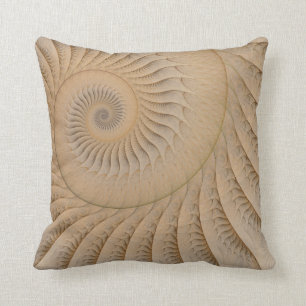 Undertow Abstract Tan Spiral Throw Pillow