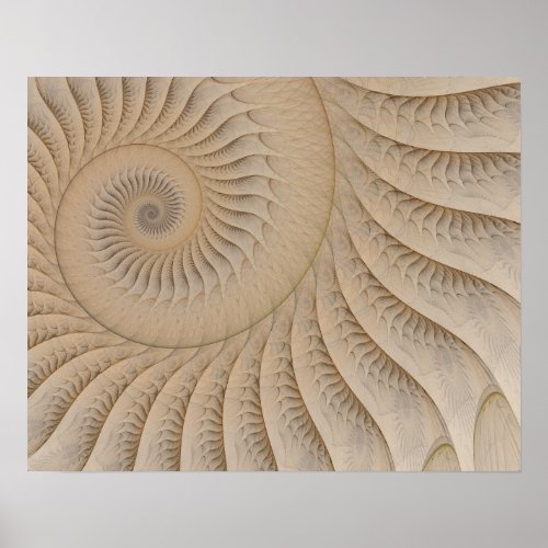 Undertow Tan Abstract Spiral Poster