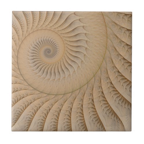 Undertow Tan Abstract Spiral Tile