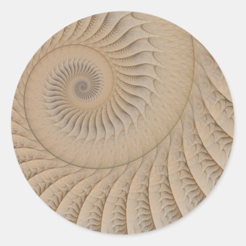 Undertow Tan Spiral Abstract Classic Round Sticker