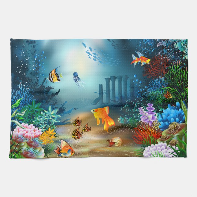 Underwater 4 Kitchen Towels (Horizontal)