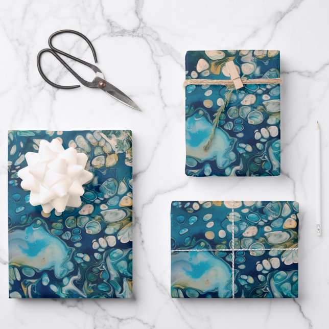 Underwater Abstract Fantasy Wrapping Paper Sheets (Front)