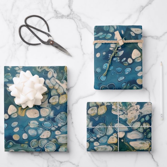 Underwater Abstract Fantasy Wrapping Paper Sheets (Front)