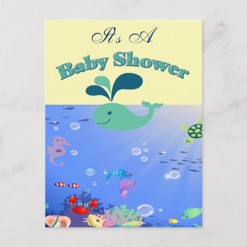 Underwater Adventure Baby Shower Boy Or Girl Invitation Postcard