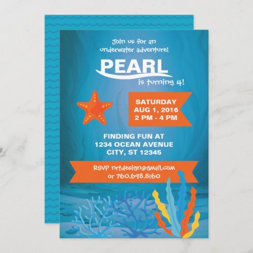 Underwater Adventure Party 5x7 Invitations