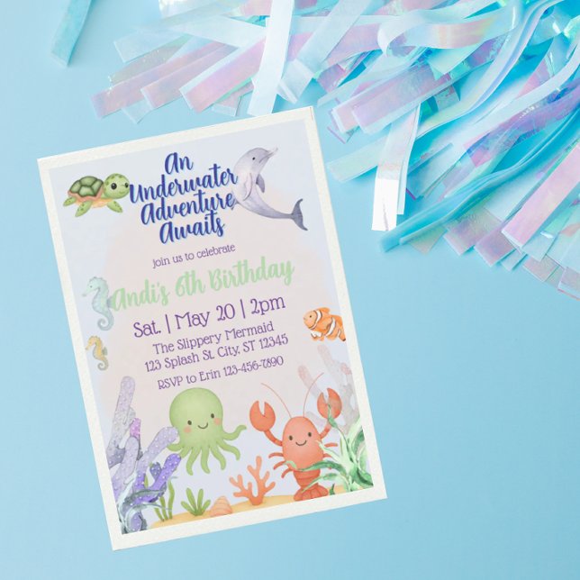 Underwater Adventure, Watercolor Birthday  Invitation (Creator Uploaded)