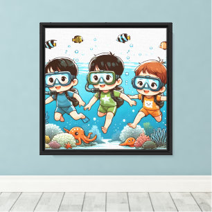 Underwater Adventure with Friends Canvas Print