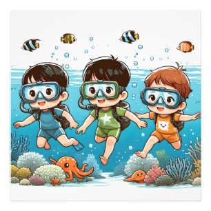 Underwater Adventure with Friends Photo Print