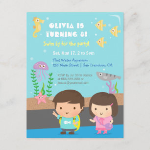 Underwater Animals Aquarium Kids Birthday Party Invitation
