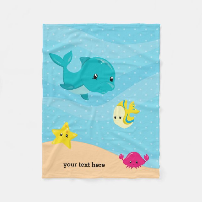 Underwater animals fleece blanket (Front)