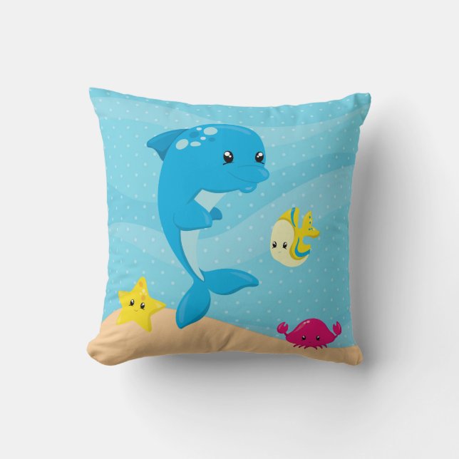 Underwater animals throw pillow (Front)