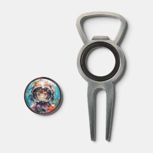 Underwater Anime Girl with Coral Covered Helmet Divot Tool