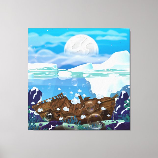 Underwater Arctic Shipwreck Canvas Print (Front)
