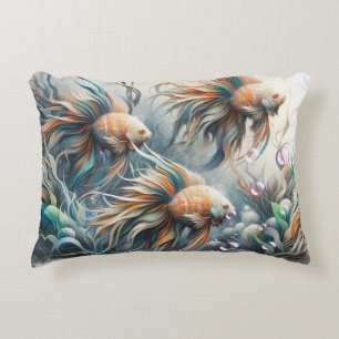 Underwater Art of Fish & Coral in Acrylic paints Accent Pillow