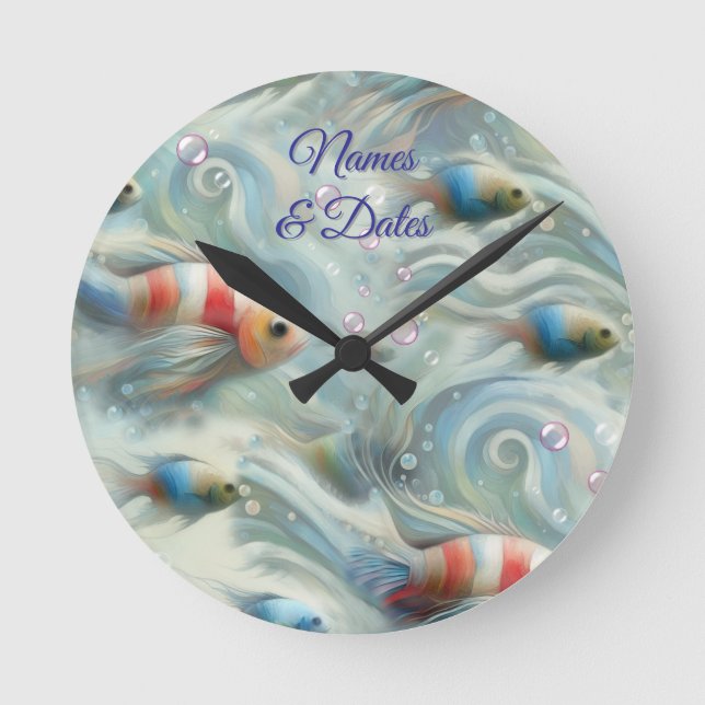  Underwater Art of Fish & Coral in Acrylic paints Round Clock (Front)