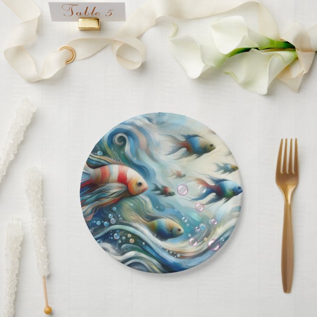 Underwater Art of Fish & Coral in Acrylic Paper Plates (Wedding)