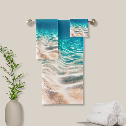 Underwater Beach Sand Mirror Bath Towel Set